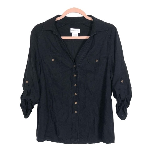 Soft surroundings linen button‎ up top - Picture 1 of 8